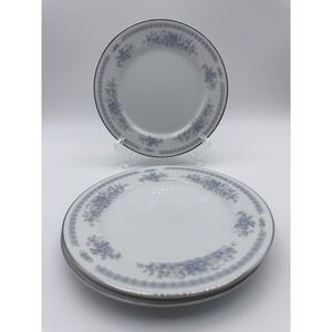 Christine Fine Porcelain China Japan Blue Floral Bread Plates 6.25" Lot of 3